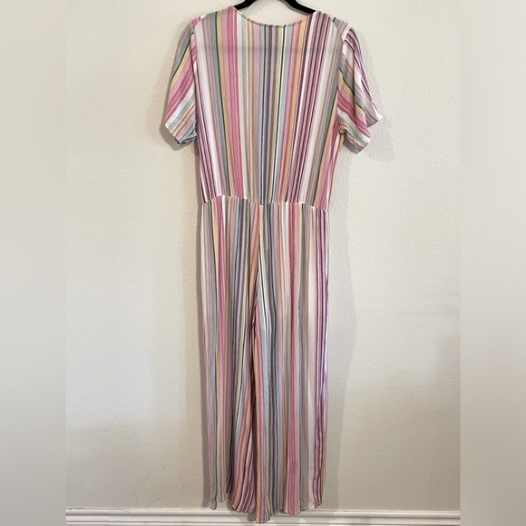 Entro Women Jumpsuit XL Pink Colorful Striped Longline Contemporary Causal - Picture 6 of 17